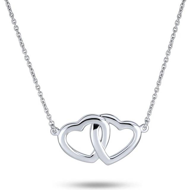 BFF Mother Daughter Couples Station Interlocking Hearts Pendant Necklace For Women For Girlfriend 925 Sterling Silver