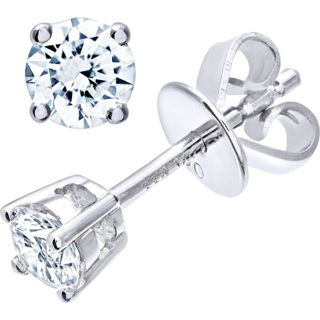 Jewelco London Platinum Round 1/3ct Diamond Solitaire Stud Earrings - PE0AXL1372PTJPK - Silver