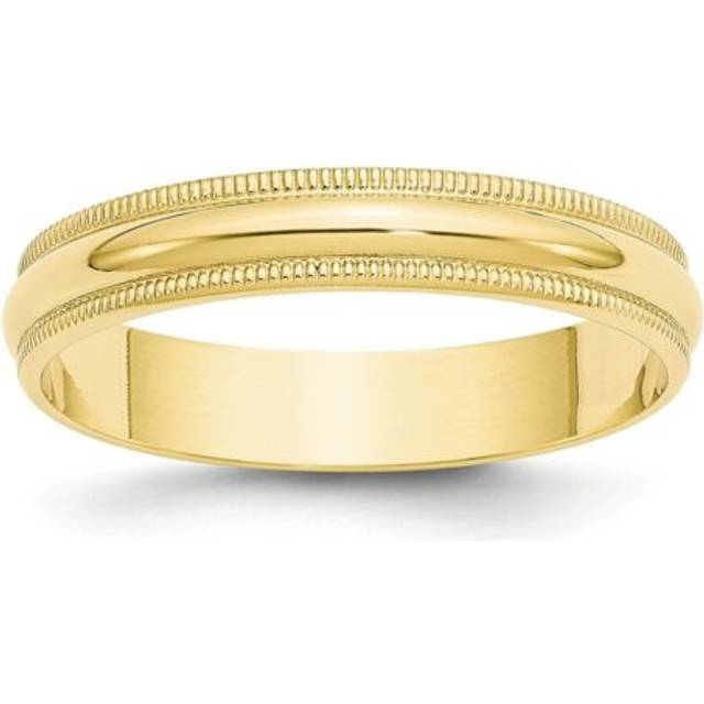 Quality Gold 1ML040-10 4 mm 10K Yellow Gold LTW Milgrain Half Round Band, Size 10