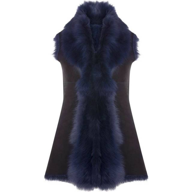 (18) Navy Women's Soft Real Toscana Sheepskin Gilet