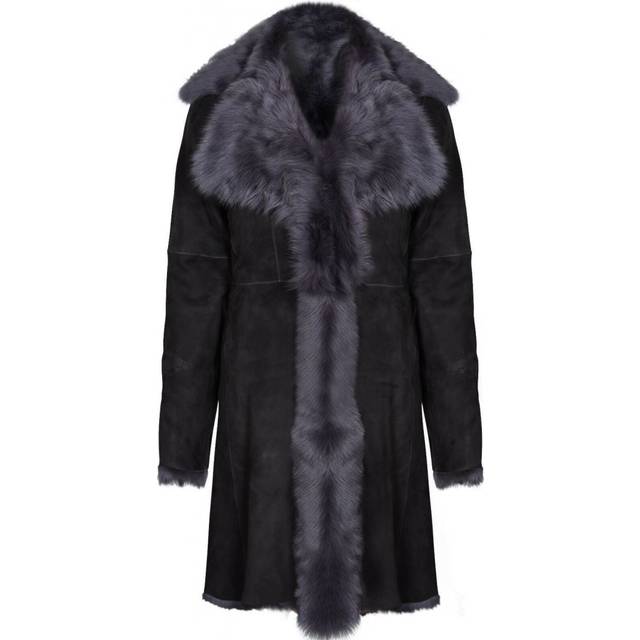 (2XL) Grey Ladies Real Toscana Suede Jacket Trench Coat