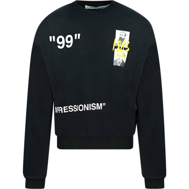 Off-White Mens Impressionism Summer Logo Black Sweatshirt Cotton - Size X-Small