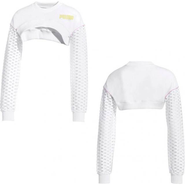 Puma x Sophia Webster Long Sleeve Womens Cropped Top Sweatshirt 578557 02 - White Textile - Size Medium