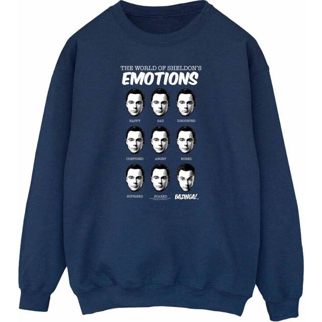 The Big Bang Theory Mens Sheldon Emotions Cotton Sweatshirt XXL navy blue