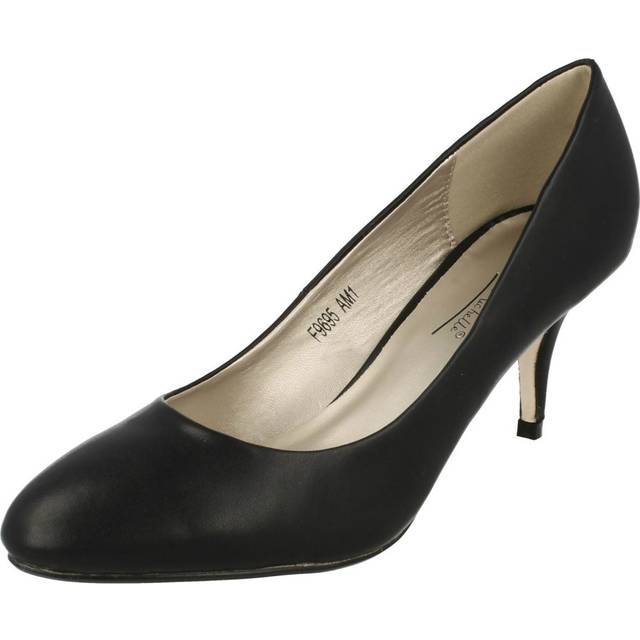 (UK 7, Black) Ladies Anne Michelle Mid Heel Court Shoes
