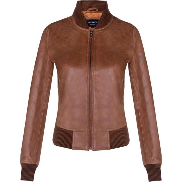 Ladies tan brown leather bomber jacket genuine leather ma-1 varsity retro