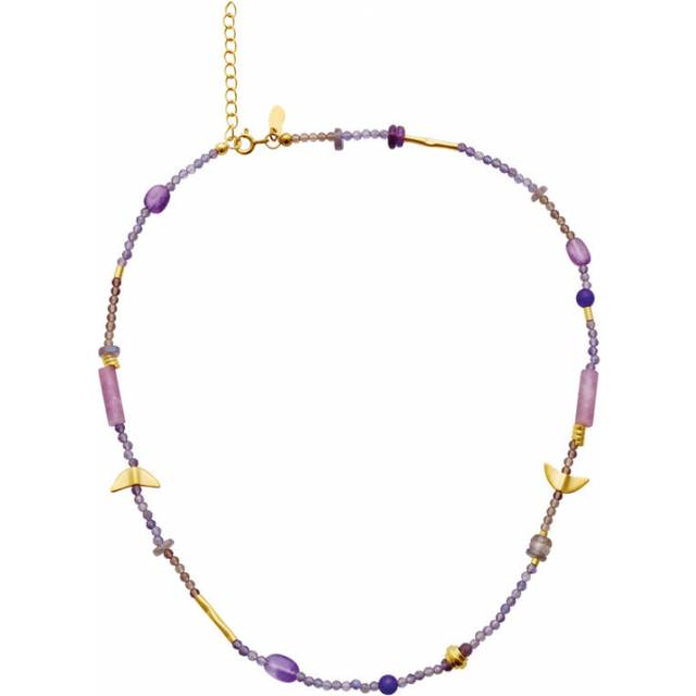 Maanesten Gold Plated Tita Multi Stone Necklace 2680A - Purple