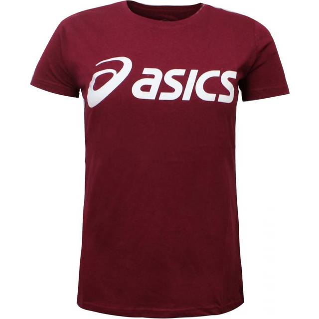 Asics logo womens burgundy t-shirt