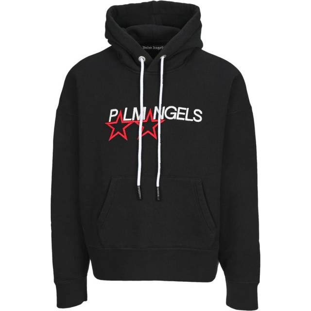 Palm Angels Mens Embroidered Stars Logo Black Hoodie material_cotton - Size Large