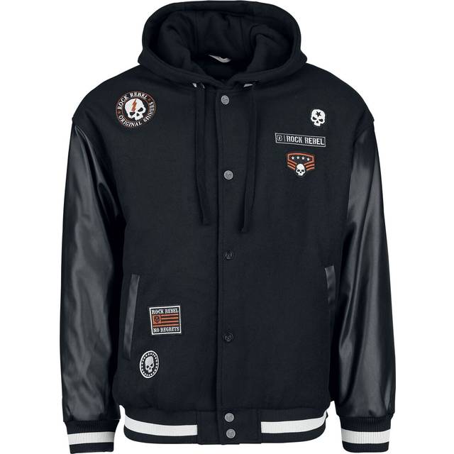 Rock Rebel by EMP Varsity jacket with faux leather details Varsity Jacket black - S