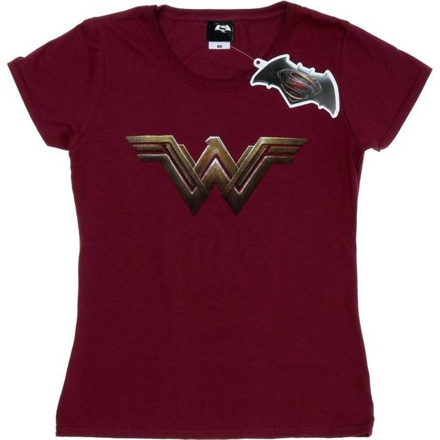 Wonder Woman Logo Cotton T-Shirt - Burgundy - XXL