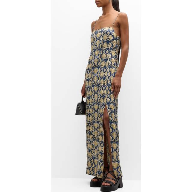 GANNI Blue & Yellow Snake Maxi Dress - 883 Safari - DK 44