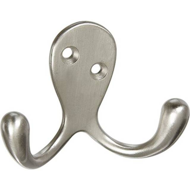 N830-152 Satin Nickel Double Prong Robe Hook