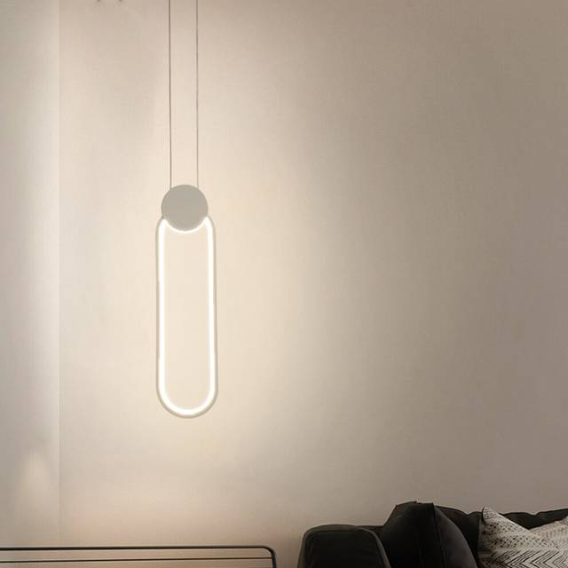 Creative Nordic Pendant Lamp Stylish Modern Pendant Light Led Minimalist (White) Hanging Light Indoor Hanging Lamp Warm White for Bedroom Cafe Office