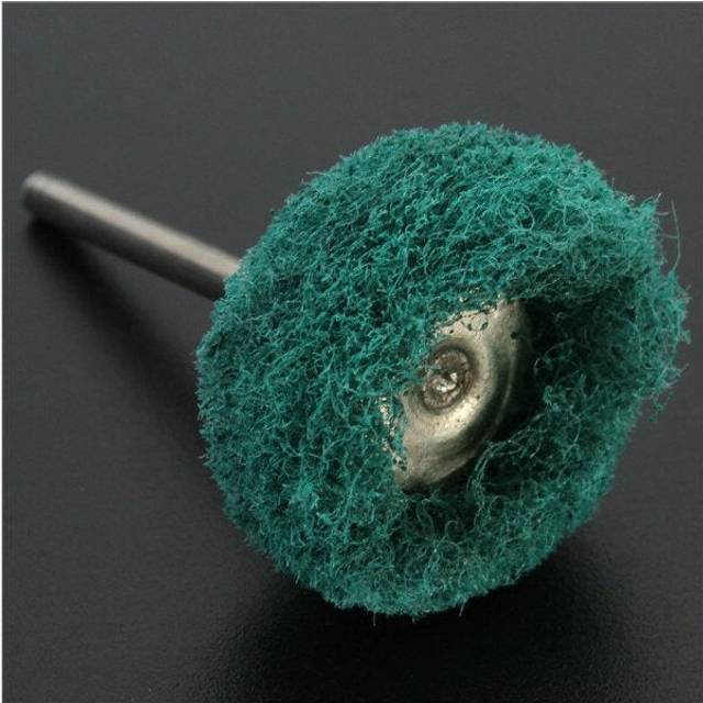 (Green) Polishers Buffers Abrasive 3mm Shank Scouring Pad Grinding Head Fits For Dremel