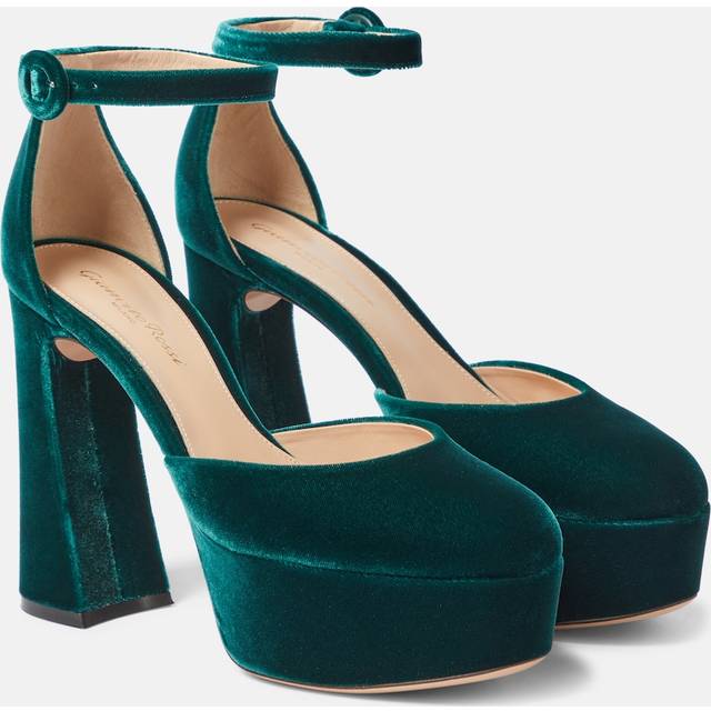 Gianvito Rossi Holly D'Orsay velvet platform pumps - green (UK 5.5)