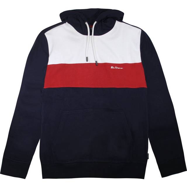 Ben sherman striped panelled hoody mens pullover jumper 0065215 navy
