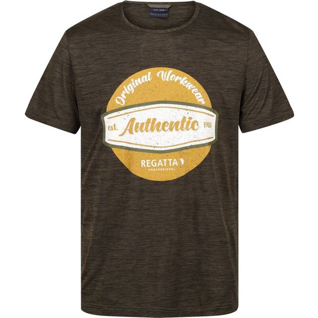 Regatta Mens Original Moisture Wicking T-Shirt (Dark Khaki Marl) - Size X-Large