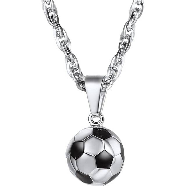 PROSTEEL Men Soccer Pendant Necklace, with Chain, Engraved Available-Gold Plated/316L Stainless Steel (Send Gift Box)