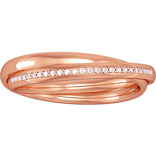 18ct rose gold jewelco london diamond 2-band court rolling wedding ring 2mm 4pts