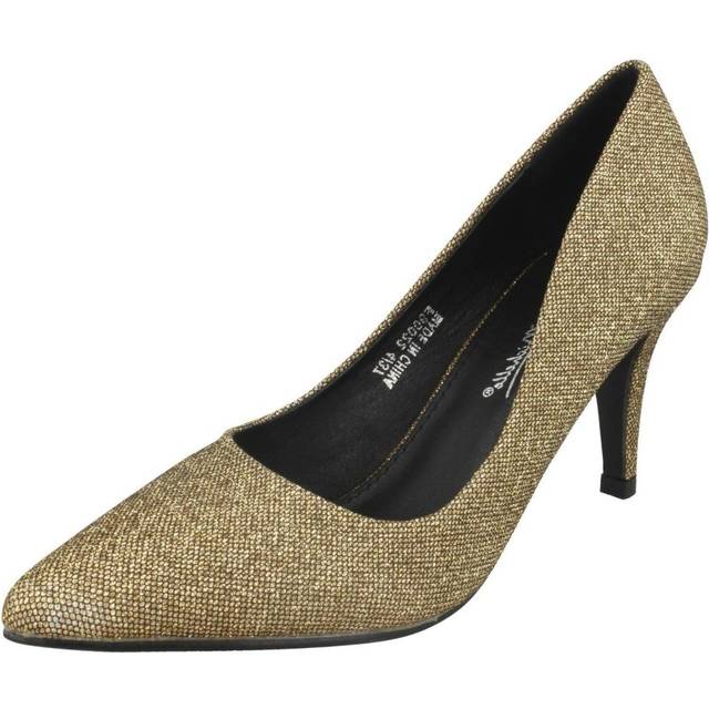 Ladies gold glitzy heeled anne michelle court / party shoes : f9r0022