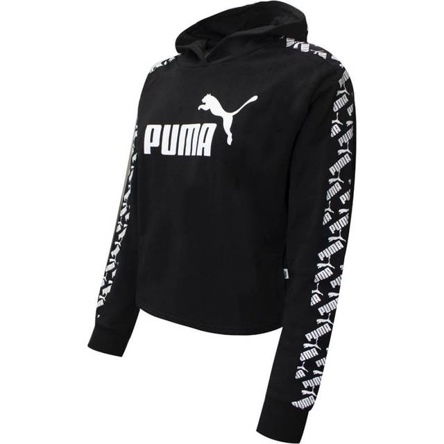 (WMNS) PUMA Amplified Cropped Hoodie 'Black' 583808-01 - Black/White