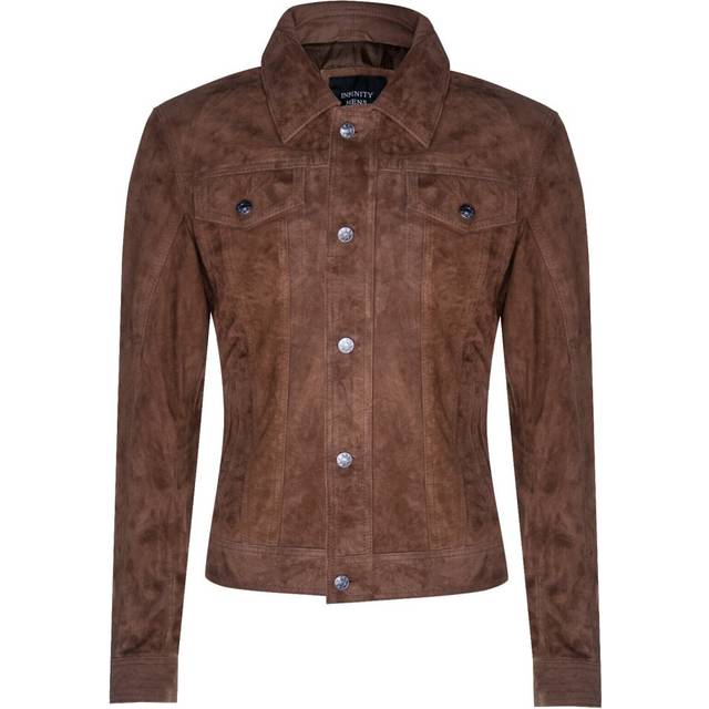 (L) Men's Tobacco Suede Trucker Casual Denim jacket