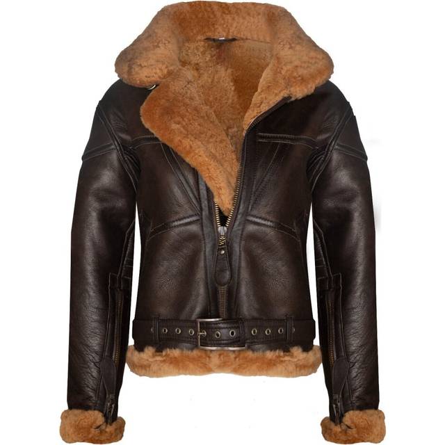 Womens RAF Sheepskin Flying Jacket-Albany - Brown - 22