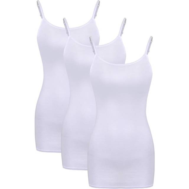 WILLBOND 3 Pieces Women Basic Layering Long Tanks Adjustable Spaghetti Strap cami camisole Tank Top White  Small