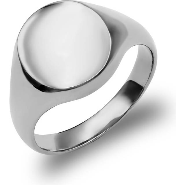 (R) Jewelco London Solid Rhodium-plated 925 Sterling Silver Polished Round Oval Signet Ring - ARN121