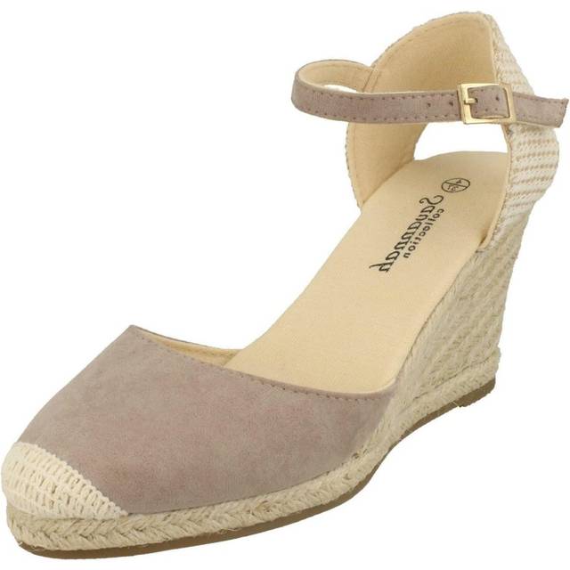 (UK 7, Taupe (Beige)) Ladies Savannah High Wedge Espadrilles F2279
