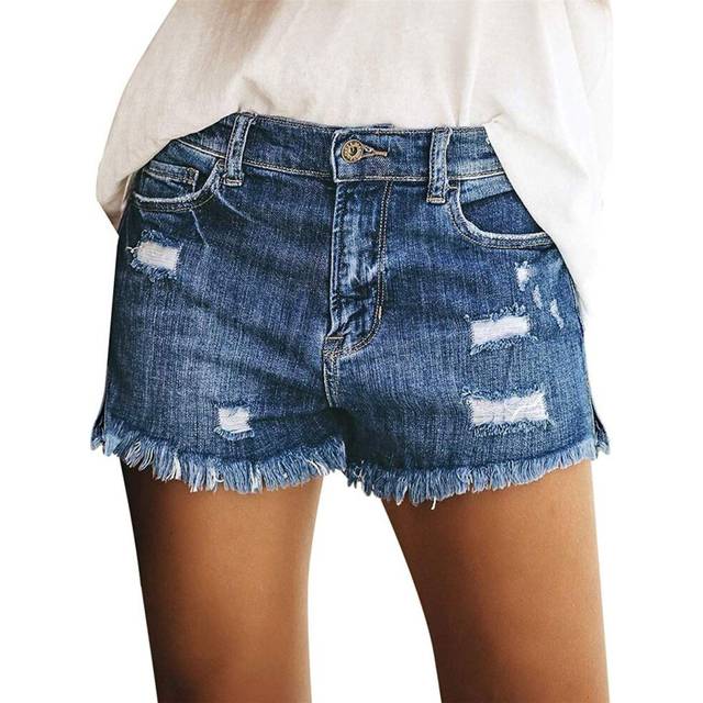 MODARANI Boyfriend Jean Short for Women Distressed Frayed Denim Shorts