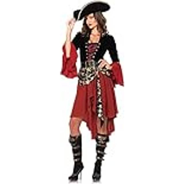 Leg Avenue Women's 2 Pc Cruel Seas Pirate Captain Dress Costume  Black/Burgundy  X-Large