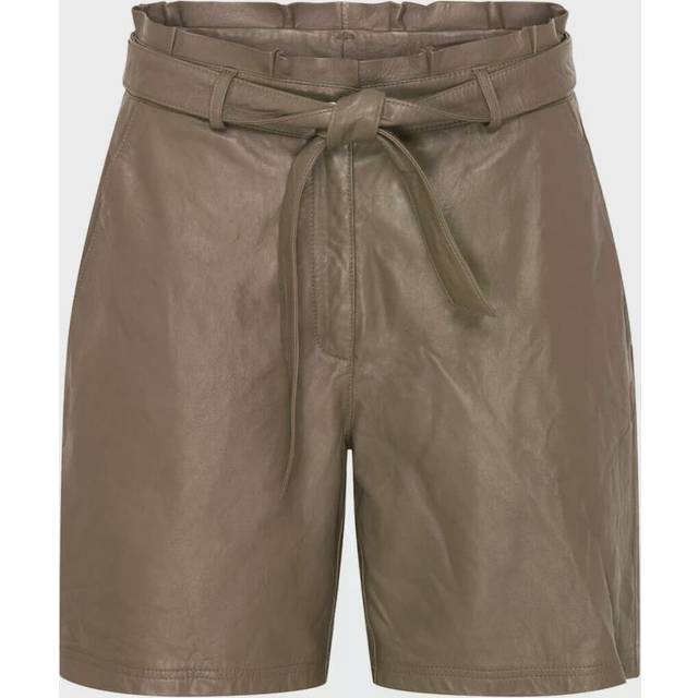 Btfcph, Shorts, Dam, L, Läder, Högmidjade lädershorts - brown (L)