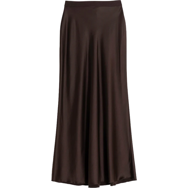 Ahlvar Gallery, Kjol, Dam, L, Satin Bias-Cut Midi Kjol - brown (L)