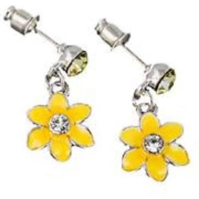 equilibrium Radiant Daffodil Enamel & Crystal Dangly Earrings Gift Boxed