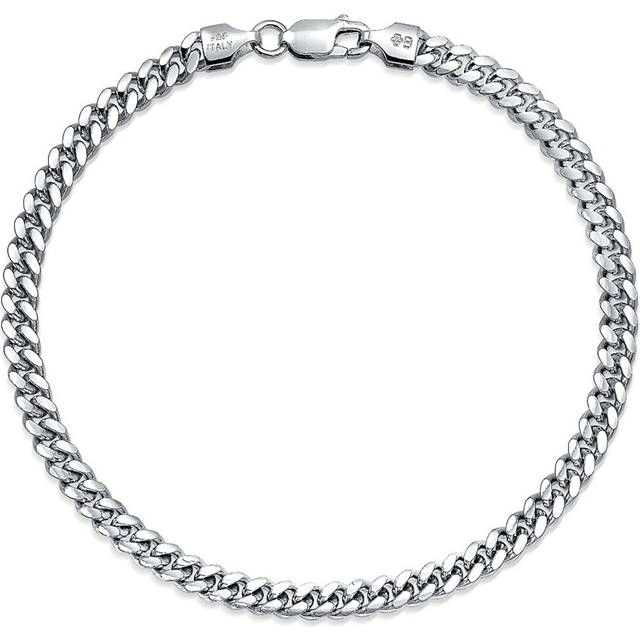 Big Chic 5MM Solid Heavy Miami Cuban Curve Link Made of Italian Made Sterling  Men's Bracelet. 8  .925 Silver silver