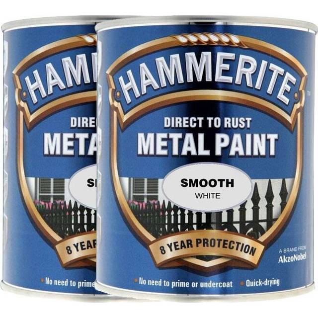 Twin Pack of Hammerite Smooth White Metal Paint 2.5L