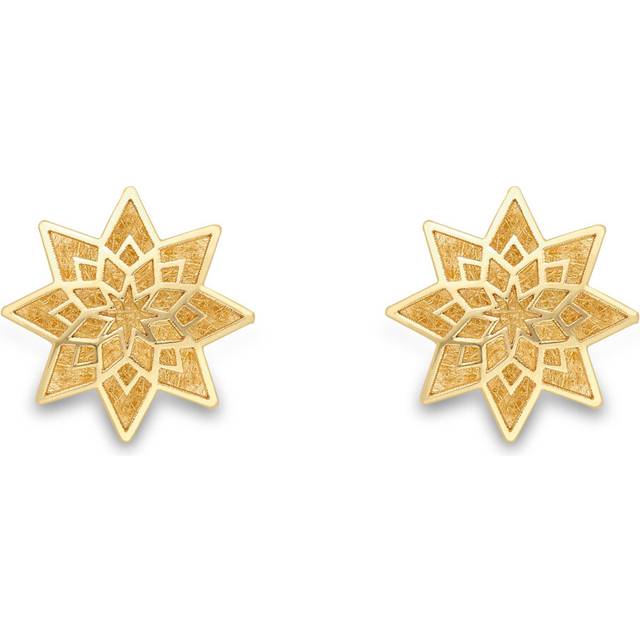 9ct gold jewelco london spirograph explosion star burst stud earrings 7mm
