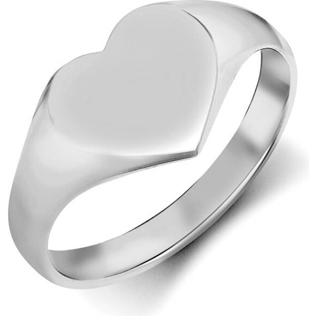 (J) Jewelco London Solid Rhodium-plated 925 Sterling Silver Polished Love Heart Signet Ring - ARN127