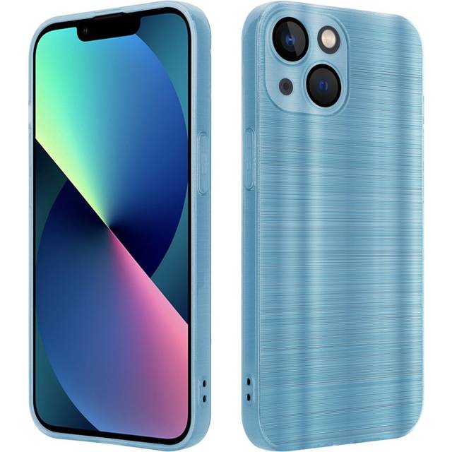 (Brushed Turquoise) Cadorabo Case for Apple iPhone 14 PLUS Protective Cover made of flexible TPU Etui silicone in brushed design