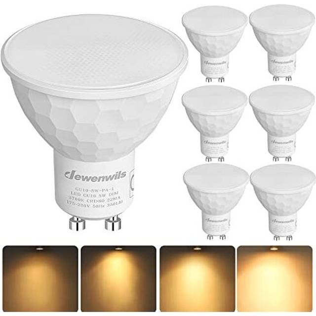 6 Pack Dimmable GU10 LED Bulbs, Warm White 2700K, 5W(50W Halogen Replacement), 120 Wide Beam LED Spot Lights for Ceiling, 350LM Energy Saving Light