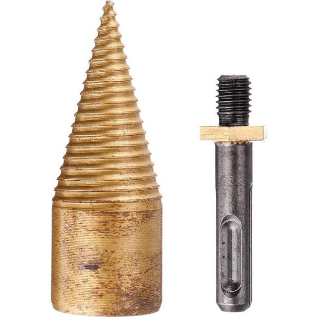 (32mm Round Shank) 32/42mm Titanium Coated HSS Firewood Splitter Drill Bit Wood Drilling Tools Chopper Breakers
