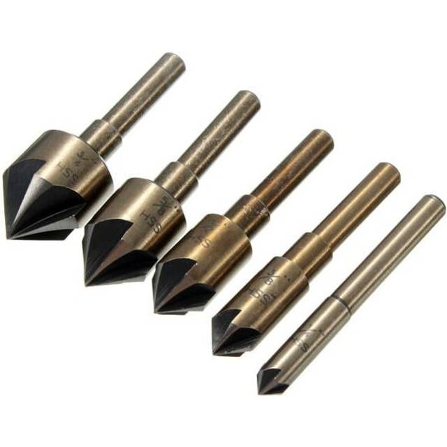 5pcs HSS 82 Degree Deburring Bits Countersink Drill Set Wood Chamfer Chamfering Tool