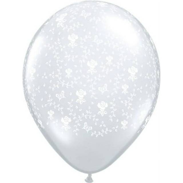 Qualatex 11 Inch Flower Patterned Clear Latex Balloons (50) 27.9cm transparent white