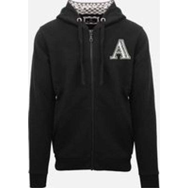 Aquascutum Mens Classic Large A Logo Black Zip-Up Hoodie - Size Medium