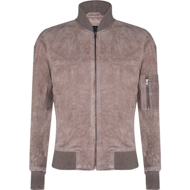 (XS) Mens Sand Goat Suede Bomber Jacket MA-1 Varsity