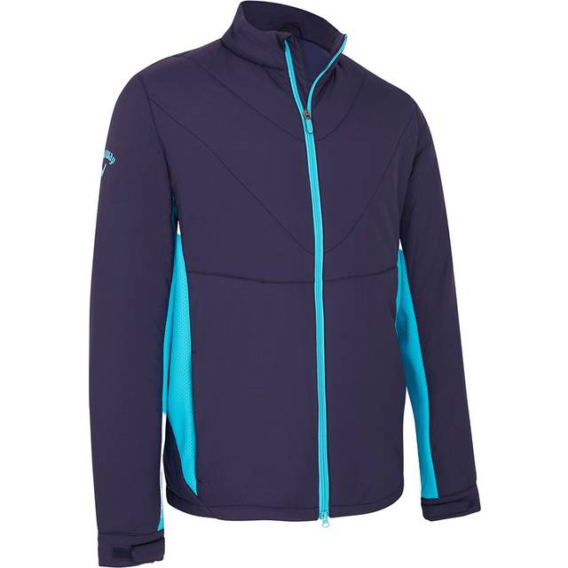 (M, Peacoat) Callaway Golf Mens Mixed Media Insulated Swing Tech Thermal Jacket