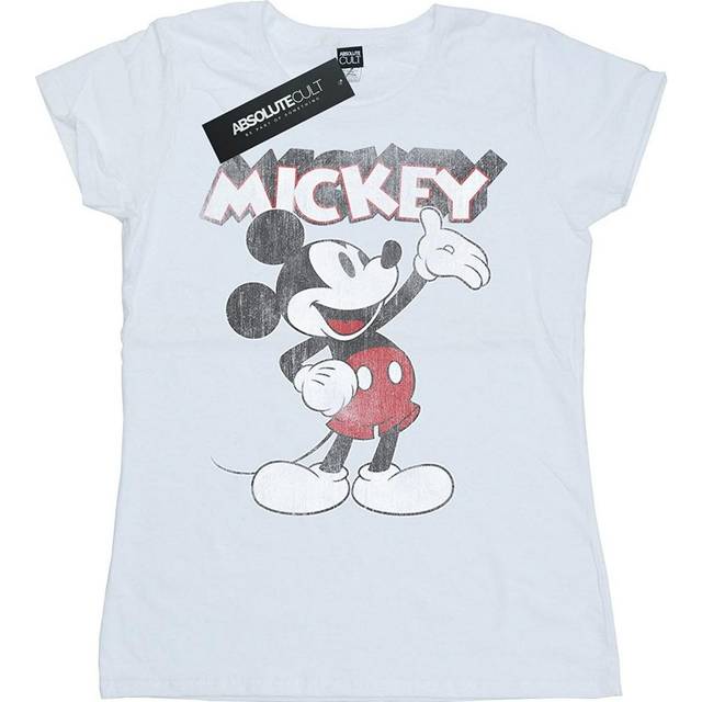 Disney Womens/Ladies Presents Mickey Mouse Cotton T-Shirt M white