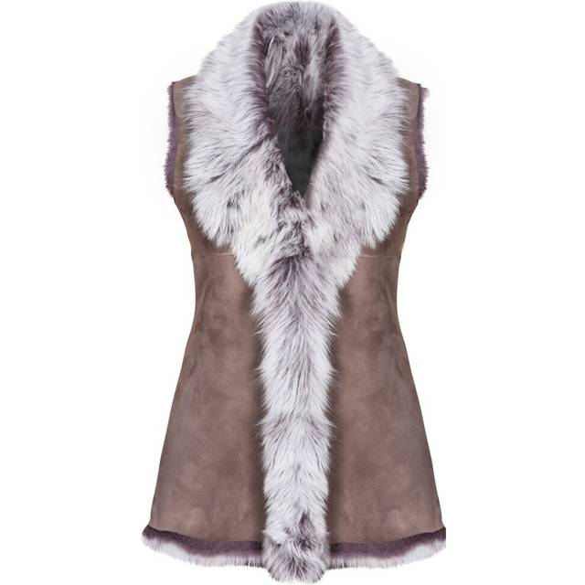 (10) Taupe Ladies Soft Real Toscana Sheepskin Gilet